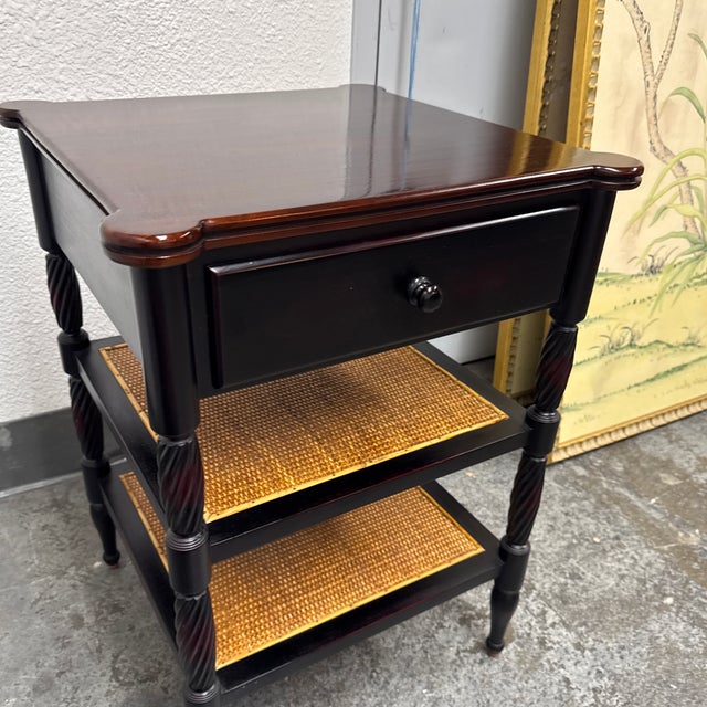 Colonial Revival Turned Leg Cane Side Table For Sale - Image 10 of 12