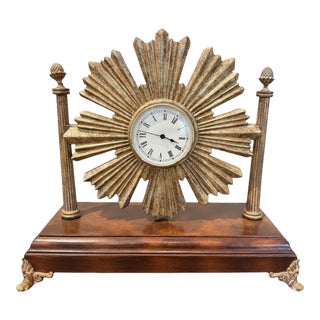 Maitland Smith Giltwood Starburst Sunburst Mantle Clock For Sale