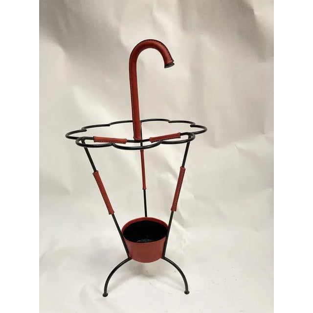 Leather-Sheathed Umbrella Rack by Jacques Adnet, 1950s For Sale - Image 6 of 6