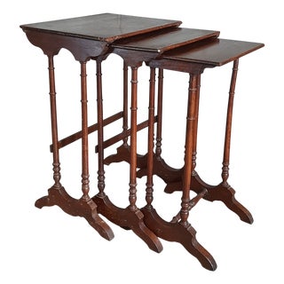 English Edwardian Nesting Tables, 1930s, Set of 3 For Sale