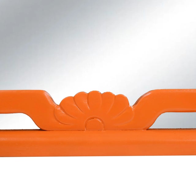 1980s Orange Chinoiserie Mirror For Sale - Image 4 of 4