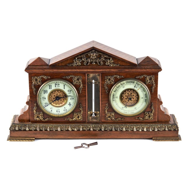 Antique Desk Clock and Barometer Set, 1900 For Sale - Image 10 of 10