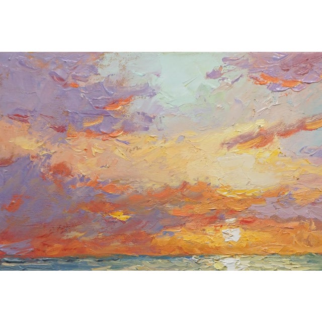 Impressionist Original Oil Landscape of Sunset For Sale - Image 3 of 5