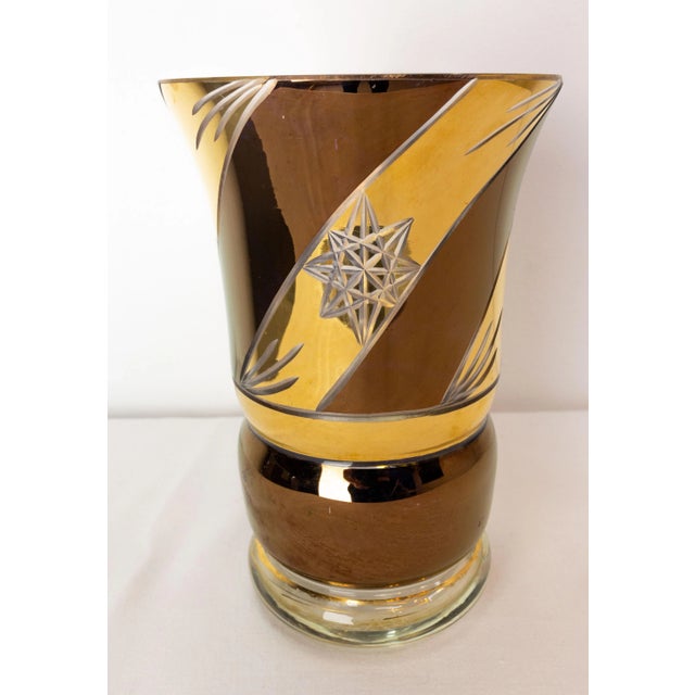 French Bronze and Golden Glass Vase, 1960s For Sale - Image 3 of 8