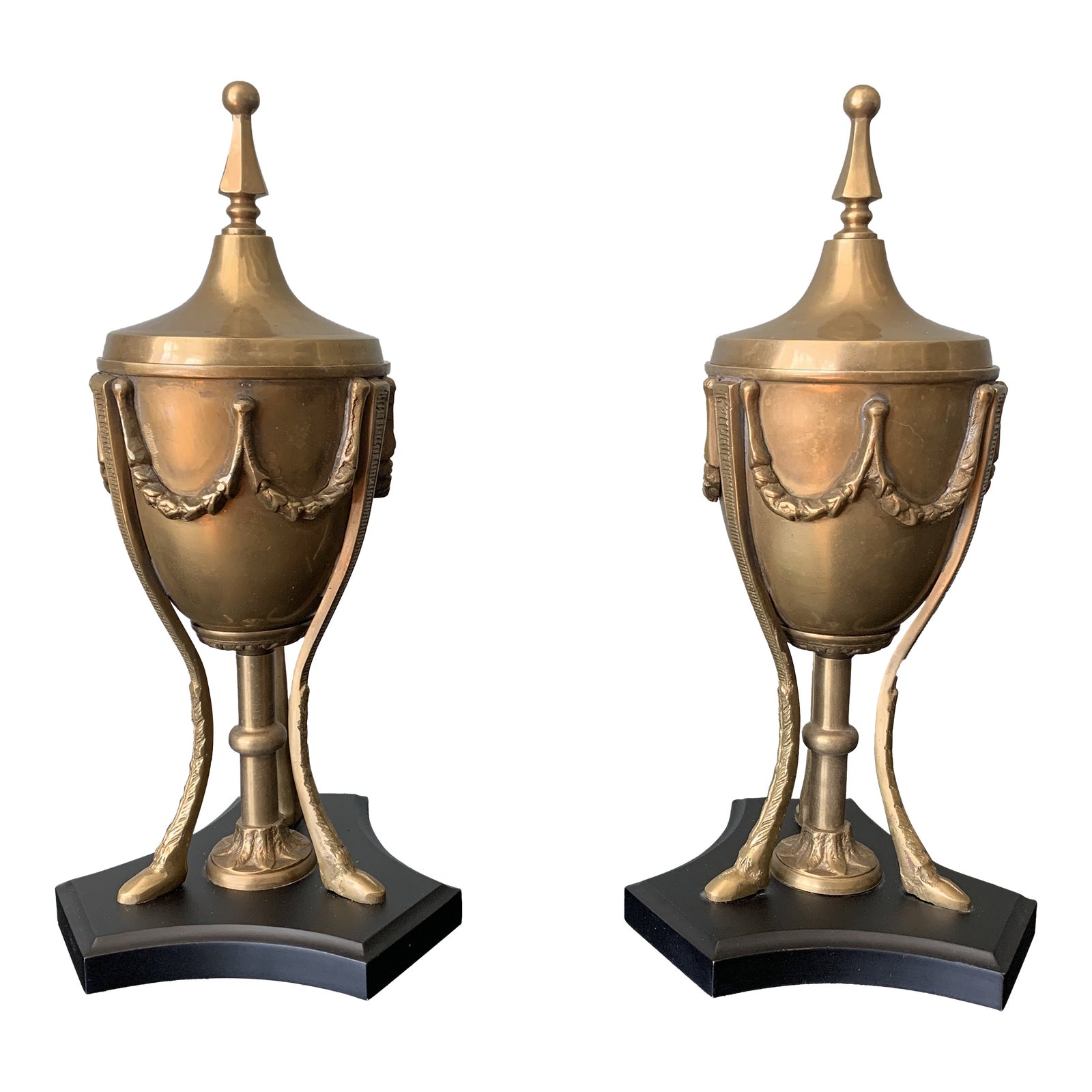 Mid 20th Century Brass Mantle Urns A Pair Chairish