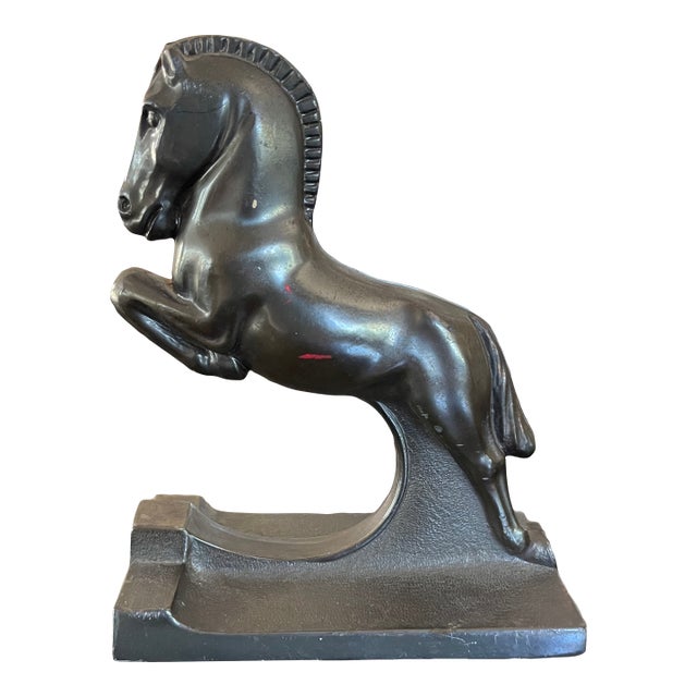Vintage Bronze Horse Bookend by Dodge Inc For Sale