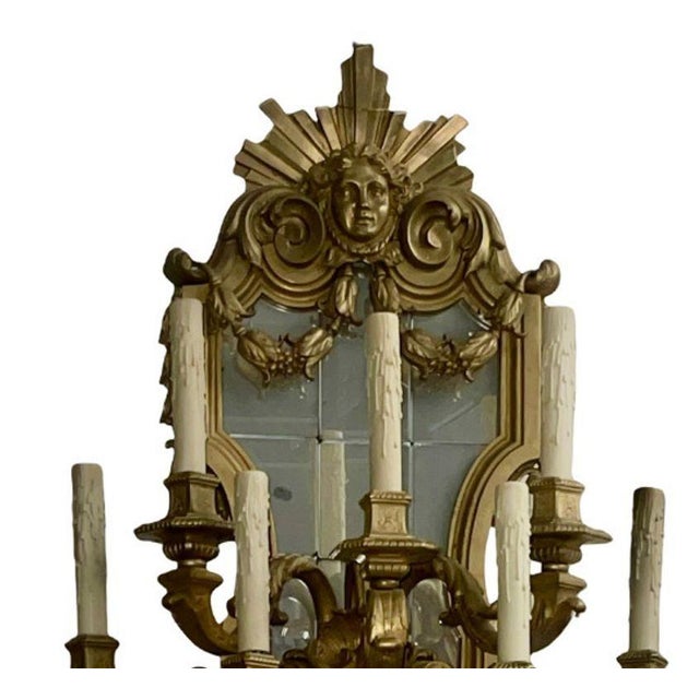 Metal Late 19th Century Pair of French Gilt Bronze Mirrored Wall Sconces Regency Style For Sale - Image 7 of 7