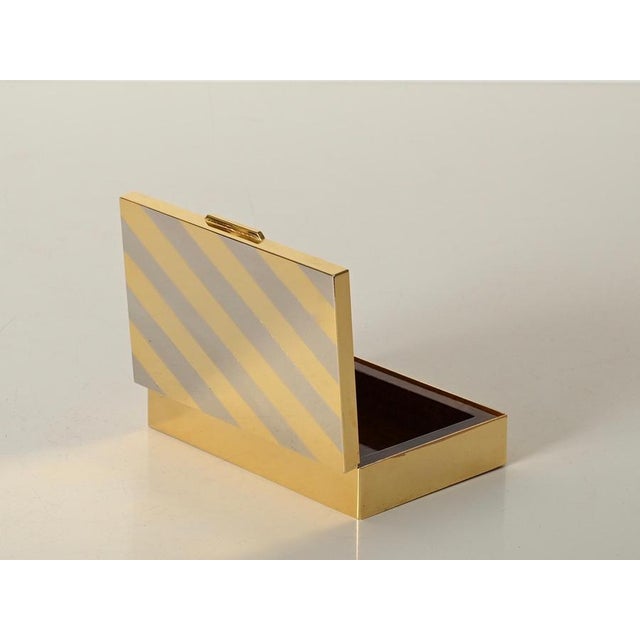 Metal Mid-Century Gilt Brass and Chrome Decorative Jewelry Box from Dior, Italy, 1970s For Sale - Image 7 of 17