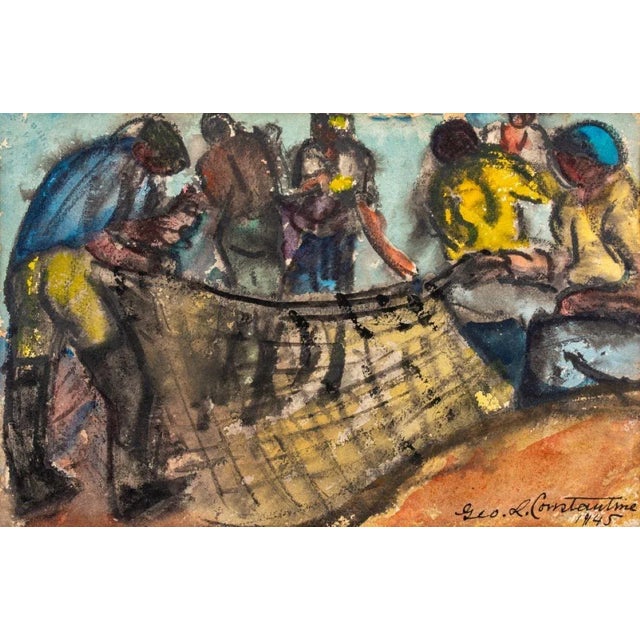 George Constantine Figural Group Watercolor For Sale - Image 4 of 9