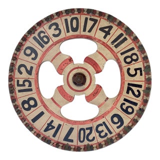Circa 1930s Two Sided Hand Painted Game Wheel For Sale