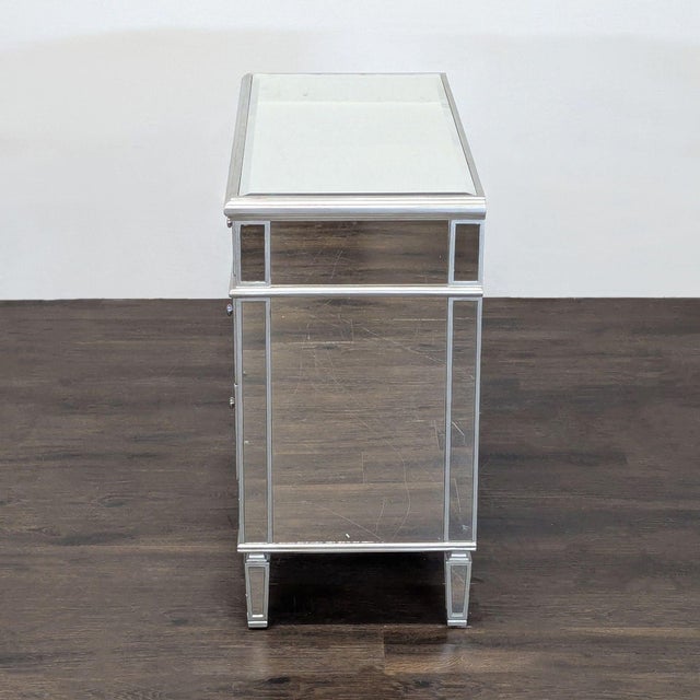 2010s Worlds Away Three Drawer Mirrored Chest/Nightstand For Sale - Image 5 of 11