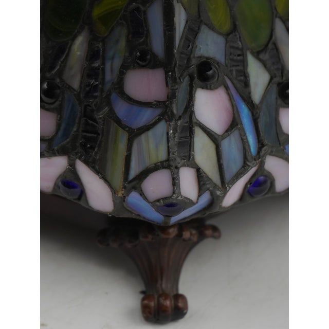 Gold 1980s Tiffany Style Stained Leaded Glass Lamp For Sale - Image 8 of 13