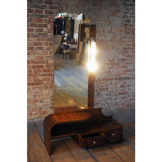 Brown Czech Art Deco Dressing Table in Walnut Veneer, 1930s For Sale - Image 8 of 18