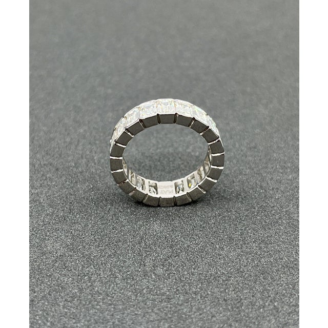 5.93 Ct Bezel Set Emerald Cut Eternity Ring Size 6.5 For Sale In Chicago - Image 6 of 8