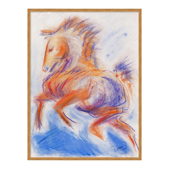 Tower of Horses II by Donna Bernstein, Art Print in Gold Frame, Medium For Sale