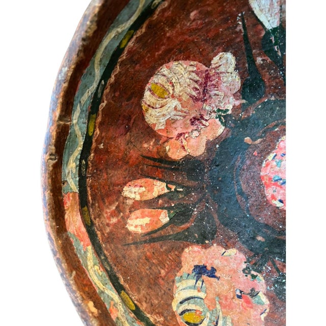 Mexican 1990s Folk Art Hand-Painted Gourd Bowl For Sale - Image 3 of 9