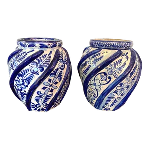 Early 20th Century Italian Blue and White Vases - a Pair