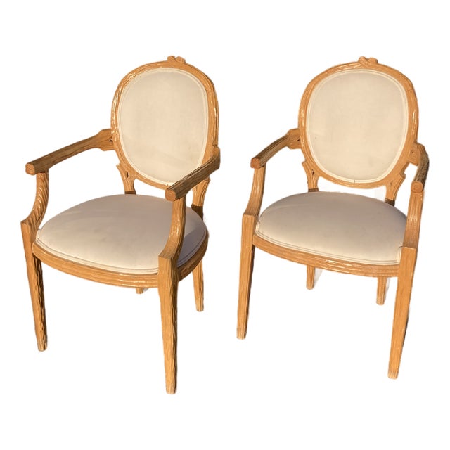Faux Bois Fauteuils Arm Chairs - A Pair of -A For Sale