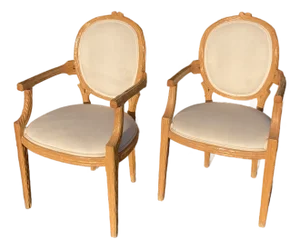 Faux Bois Fauteuils Arm Chairs - A Pair of -A