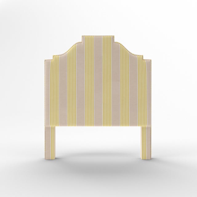 Elevate your bedroom with this luxurious upholstered bed, available exclusively on Chairish. Expertly crafted in the USA...