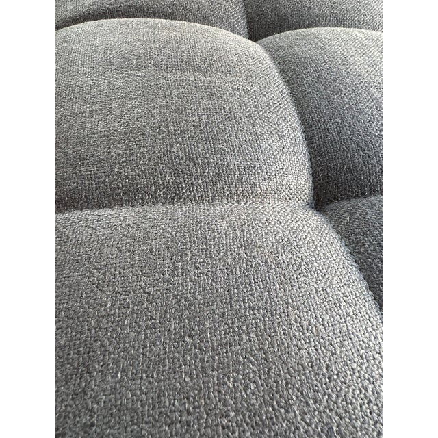 2000 - 2009 21st Century Transitional Tufted Gray Upholstered Ottoman — Designer Showroom Chicago For Sale - Image 5 of 12