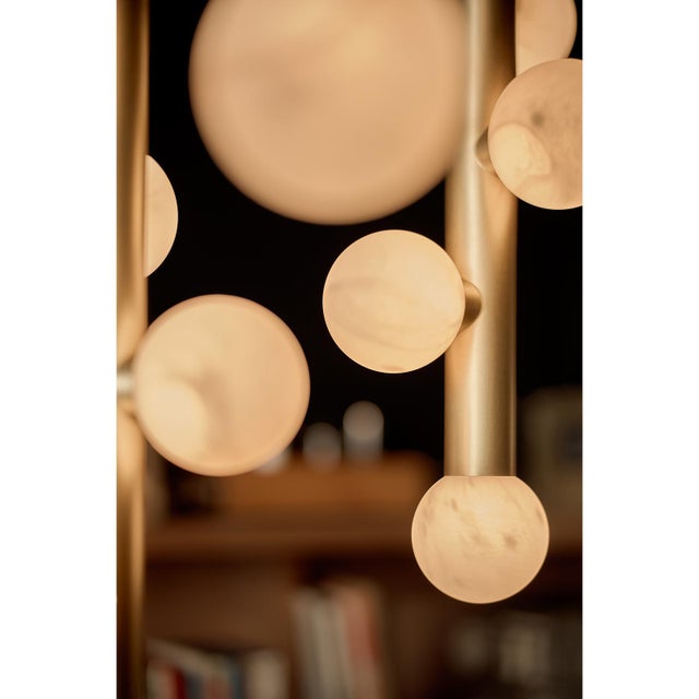 Rhoads Chandelier, Alabaster/Natural Brass For Sale - Image 4 of 9