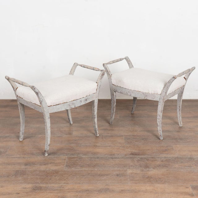 Pair, Early 20th Century Swedish Gray Gustavian Tabouret Stools For Sale - Image 15 of 15