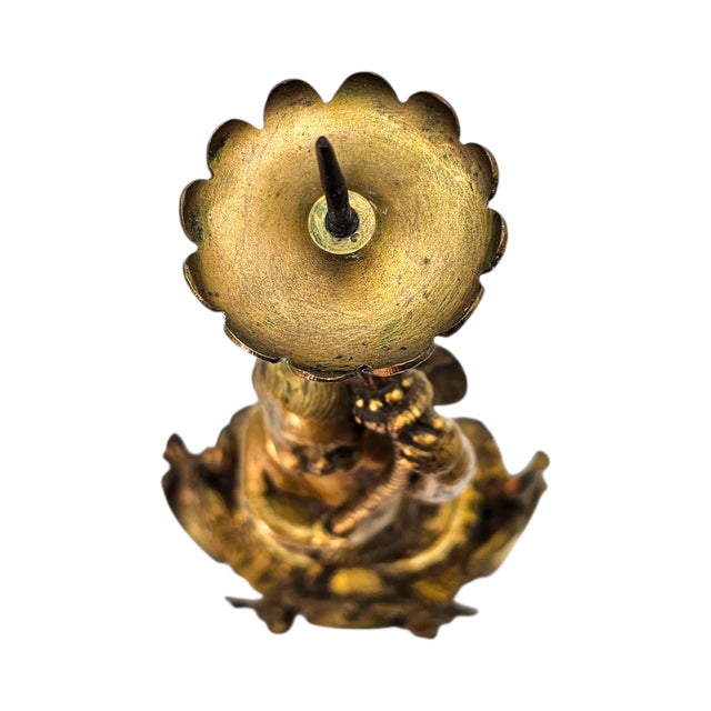 19th C French Gilt Bronze Cherub Putti Candlestick Pair 14" For Sale - Image 12 of 18