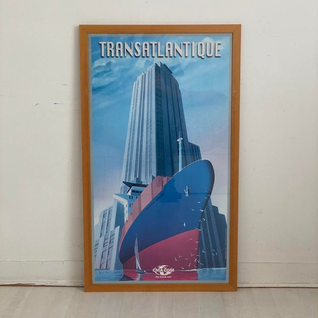 Cargo Ship French Line CMA CGM 2000 Transatlantic Poster by Richard Roussel For Sale - Image 7 of 7