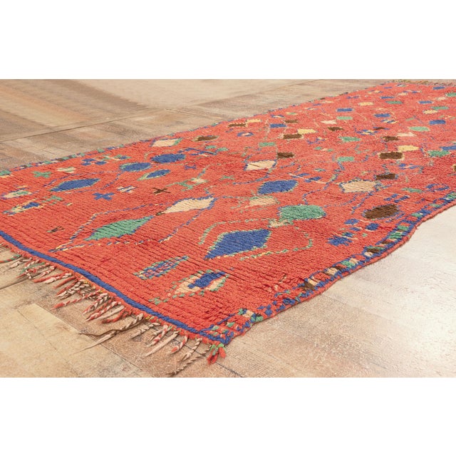 Red Vintage Azilal Moroccan Rug, 04'04 X 10'00 For Sale - Image 8 of 10