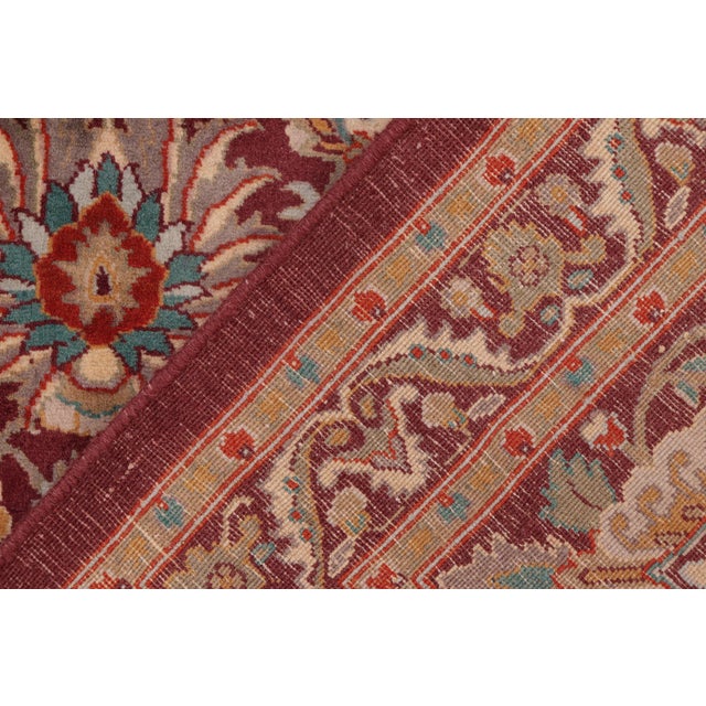 Textile Floral Pak-Persian Maroon/Green Wool Rug - 8'0'' X 10'1'' For Sale - Image 7 of 9