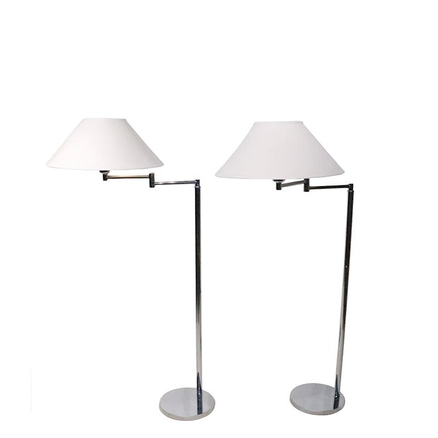 Nessen Pair of Walter Von Nessen Flex Arm Bauhaus Design Floor Lamps C. 1970's For Sale - Image 4 of 14