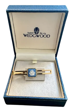 Vintage Royal British "Wedgwood" Jasper ware Gold Plate Tie Clip Circa 1980