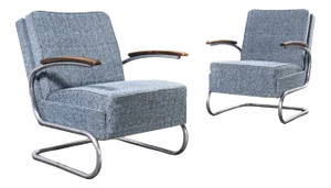 Armchairs Blue Fleck by Mart Stam for Mucke Melder, 1930s, Set of 2