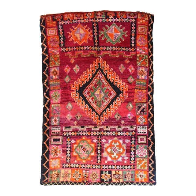 Moroccan Vintage Boujad Rug - 9.6 X 6.1 Ft For Sale