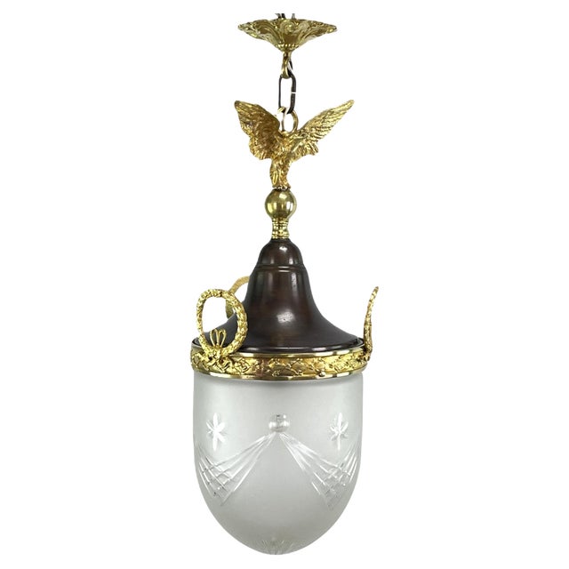 Art Nouveau Hanging Lamp with Eagle, 1890s For Sale