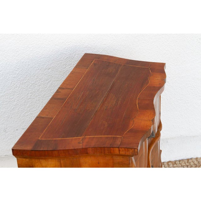 Brass Vintage Italian Walnut Veneer Bedside Nightstand For Sale - Image 8 of 11