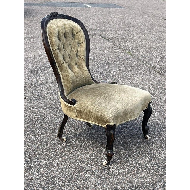 Victorian Chair with White Porcelain Castors For Sale - Image 10 of 11