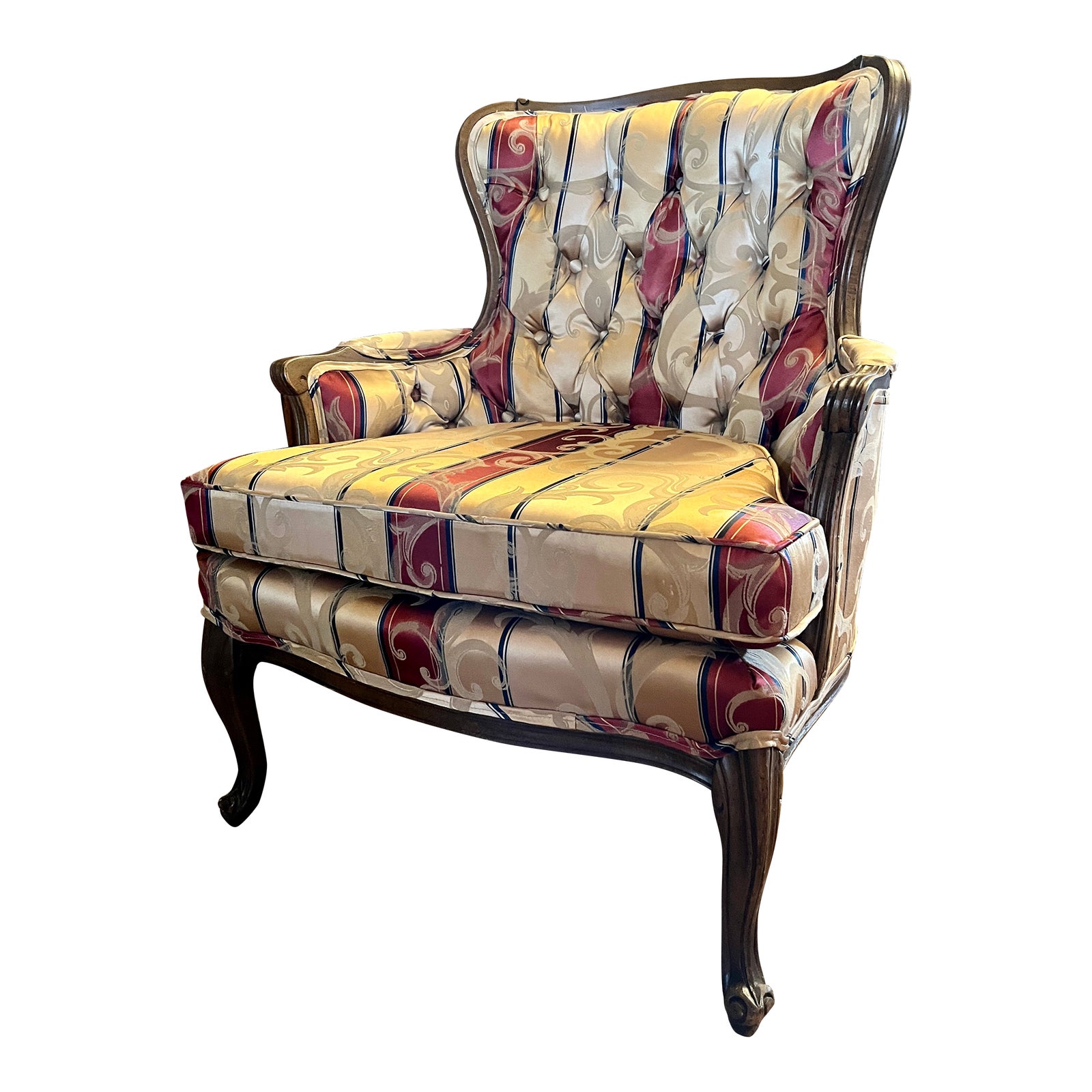 Early 20th Century Queen Anne Style Wing Chair | Chairish