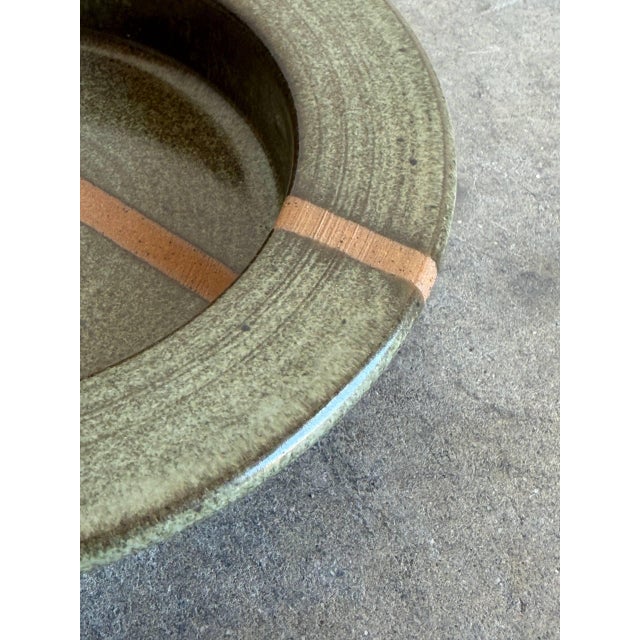 1960s Danish Bjergård Green Ceramic Stripe Plate Mid-Century Modern 1960s For Sale - Image 5 of 10