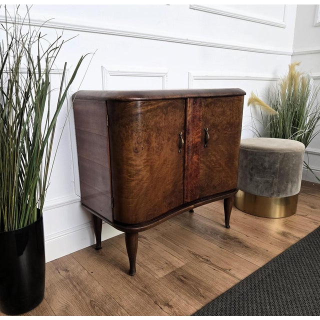 Italian Art Deco Walnut Burl and Mirror Mosaic Dry Bar Cabinet by Paolo Buffa, 1940s For Sale - Image 9 of 12