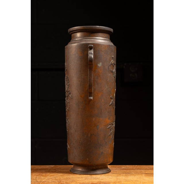 Japanese Late Meiji Era Kachō-Ga Bronze Vessel For Sale - Image 3 of 12