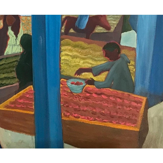 Marc Zimmerman Original Oil Painting "The Market", Moroccan Marketplace Scene, Cubist-Inspired Figures, Coastal Contemporary Art For Sale - Image 4 of 7