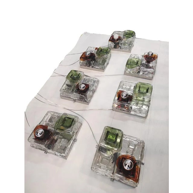 Italian Wall Lights in Murano Glass, 1970s, Set of 7 For Sale - Image 11 of 12