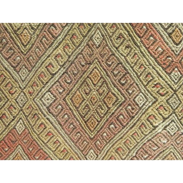 1960s Embroidered Distressed Kilim -64"x78" For Sale - Image 9 of 12