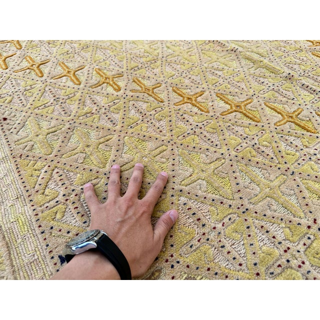 2000 - 2009 Handmade Mushwani Kilim Rug Muted Gold Wool Hand-Knotted Rug - 6'7" X 9'5" For Sale - Image 5 of 12