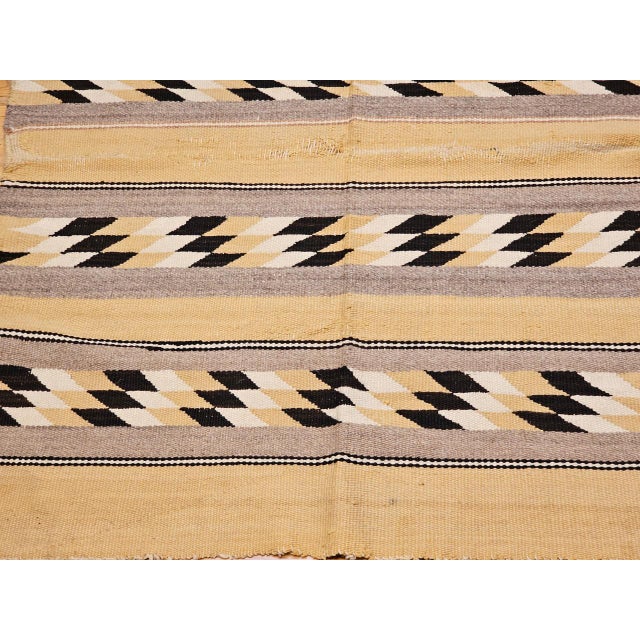 Tan Vintage Native American Navajo Rug, Handwoven Wool, Chinle Revival Pattern, Tan & Black, 3x5 For Sale - Image 8 of 15