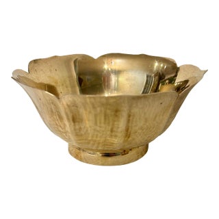 Late 20th Century Vintage Solid Brass 5” Lotus Bowl For Sale