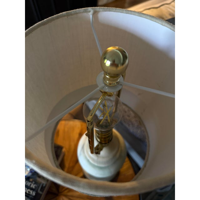 Mid 20th Century Mid 20th Century Alabaster Table Lamp With Custom Shade For Sale - Image 5 of 6