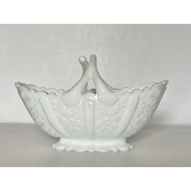 White Vintage Milk Glass Daisy & Button Basket For Sale - Image 8 of 8